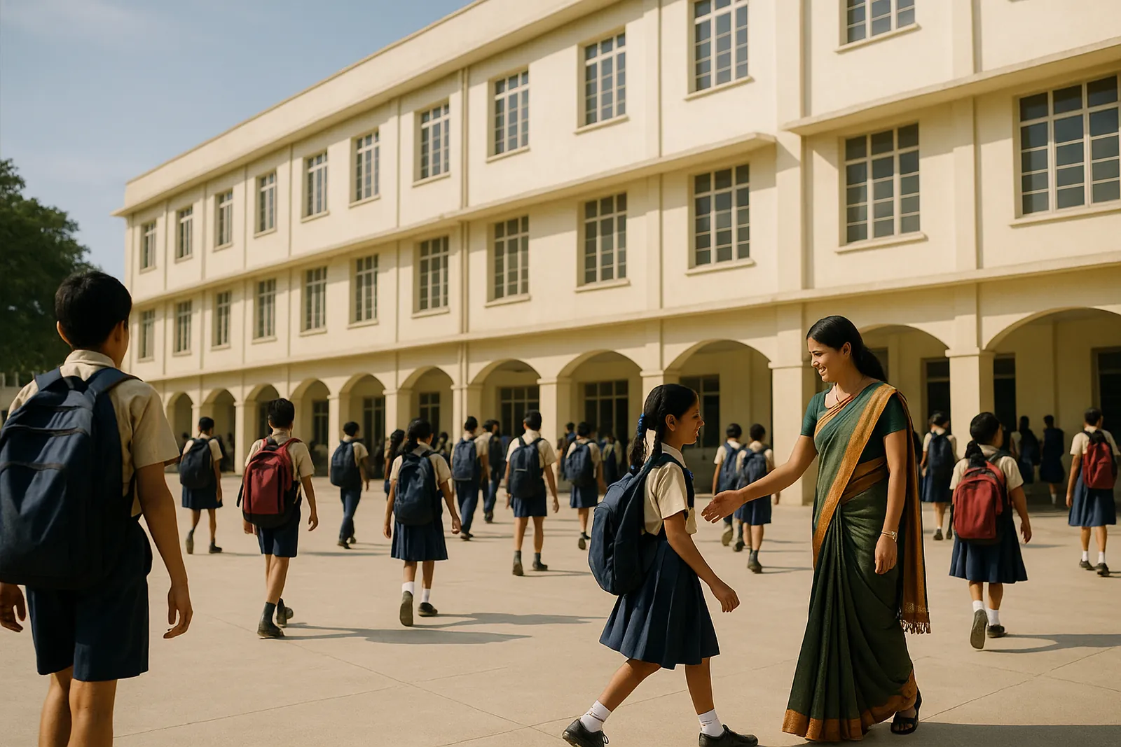 An Indian education institute campus during working hours