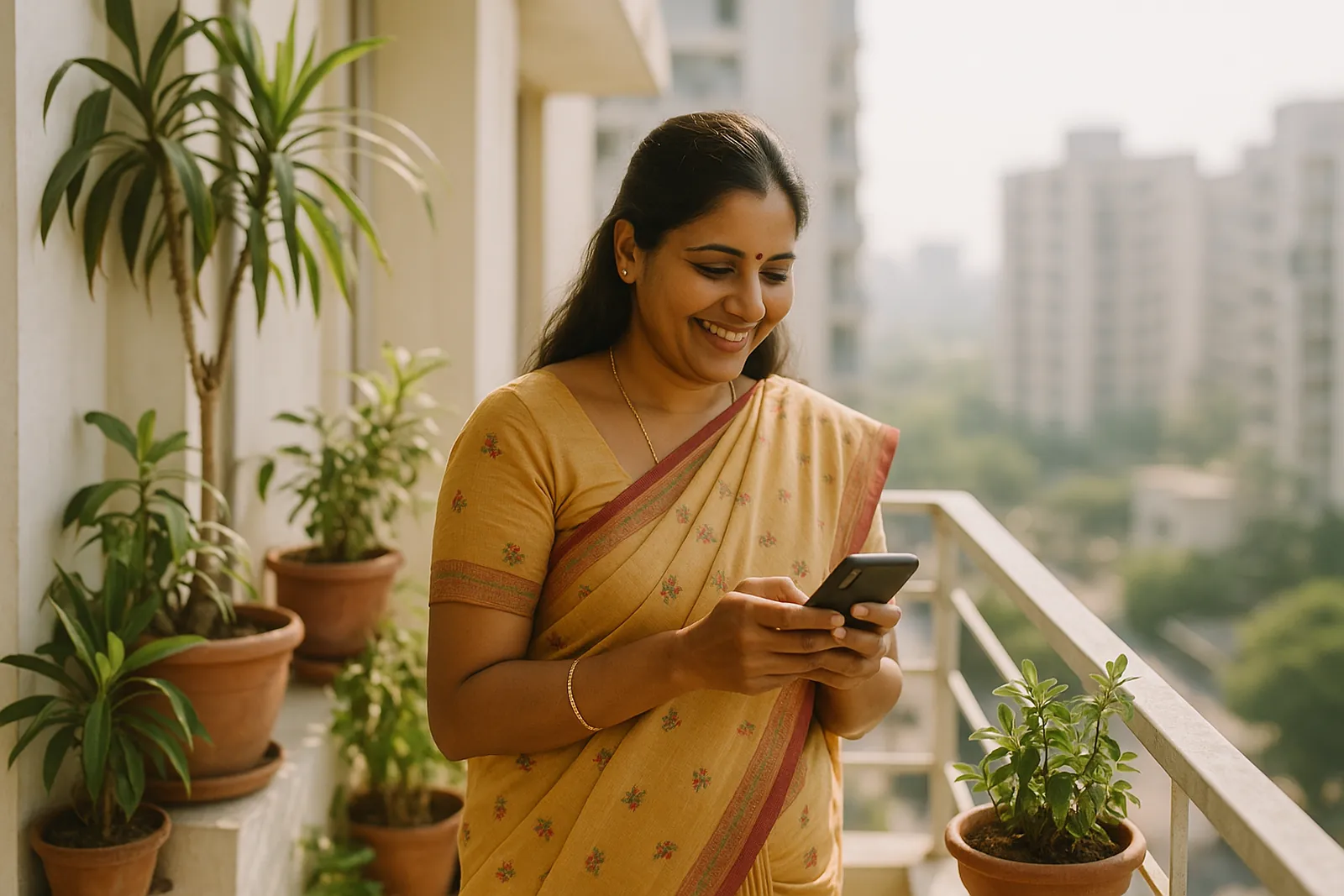 A parent checking information on a phone