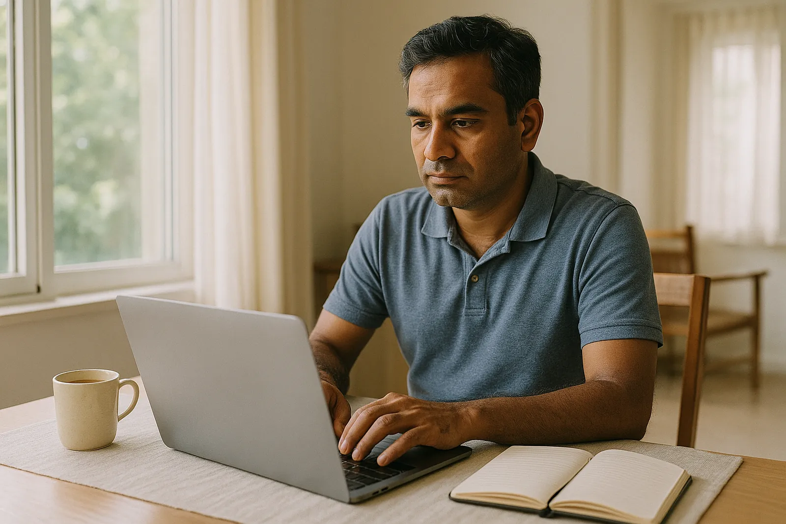A parent researching institutes at home